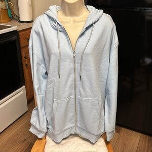 Perfect She NWOT M (L) LIGHT BLUEoversized well made ribbed hoodie zippe…